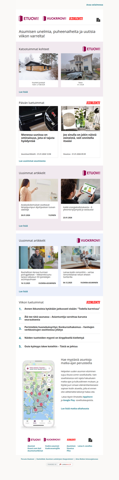 Asumisen unelmat, puheenaiheet ja uutiset tältä viikolta