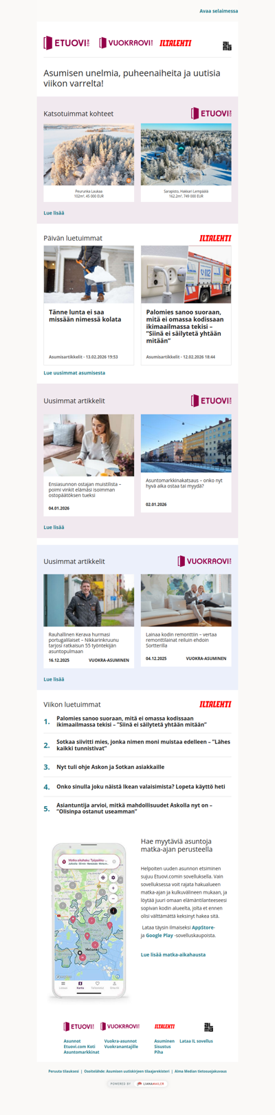 Asumisen unelmat, puheenaiheet ja uutiset tältä viikolta