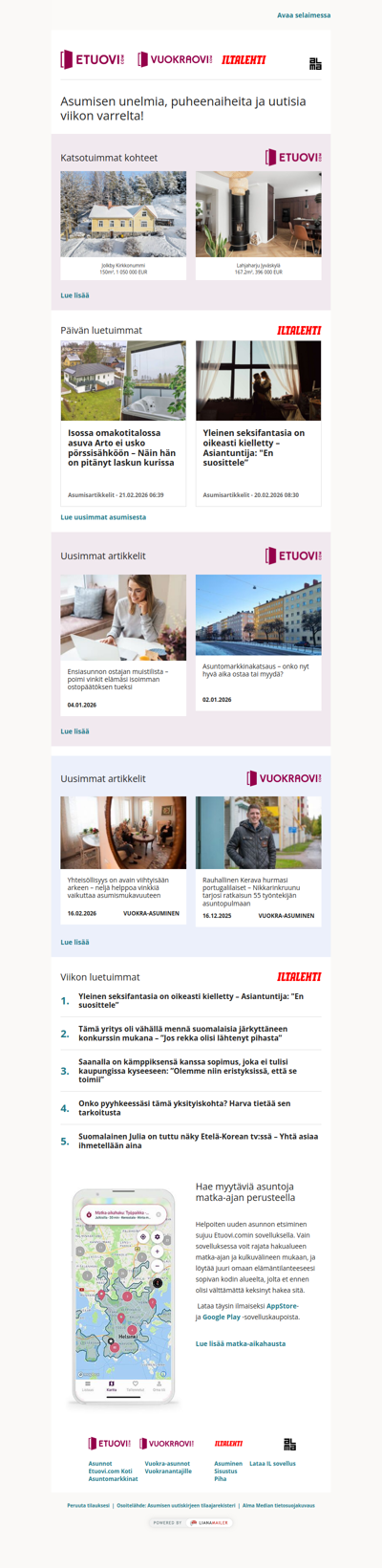 Asumisen unelmat, puheenaiheet ja uutiset tältä viikolta