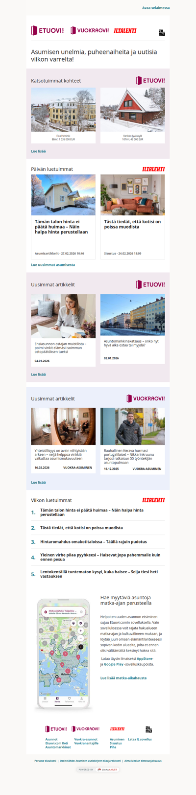 Asumisen unelmat, puheenaiheet ja uutiset tältä viikolta