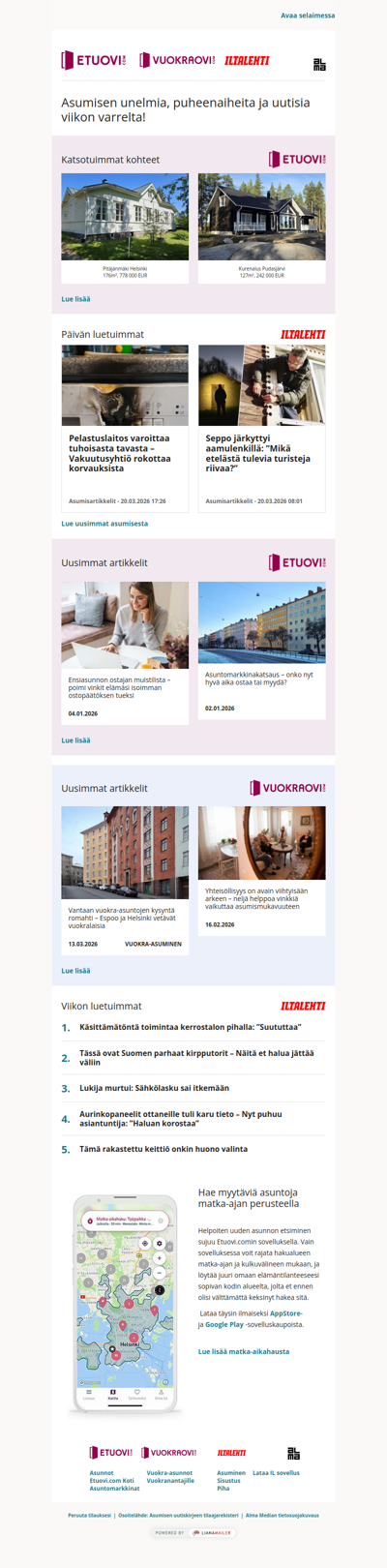 Asumisen unelmat, puheenaiheet ja uutiset tältä viikolta