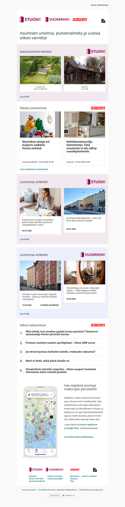 Asumisen unelmat, puheenaiheet ja uutiset tältä viikolta