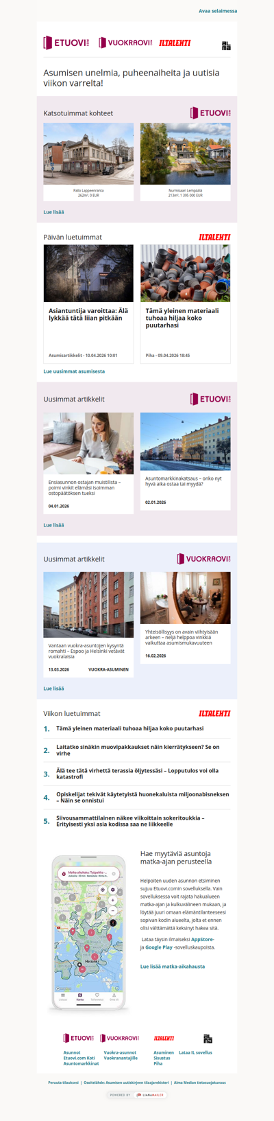 Asumisen unelmat, puheenaiheet ja uutiset tältä viikolta