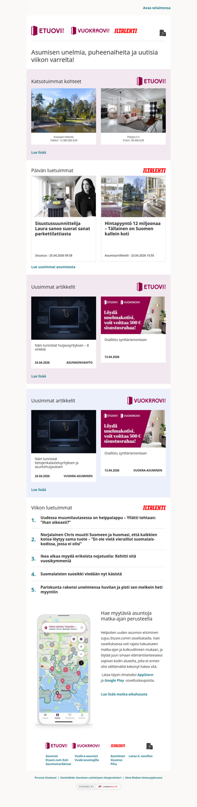 Asumisen unelmat, puheenaiheet ja uutiset tältä viikolta