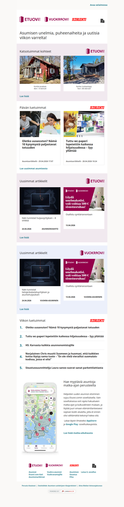 Asumisen unelmat, puheenaiheet ja uutiset tältä viikolta