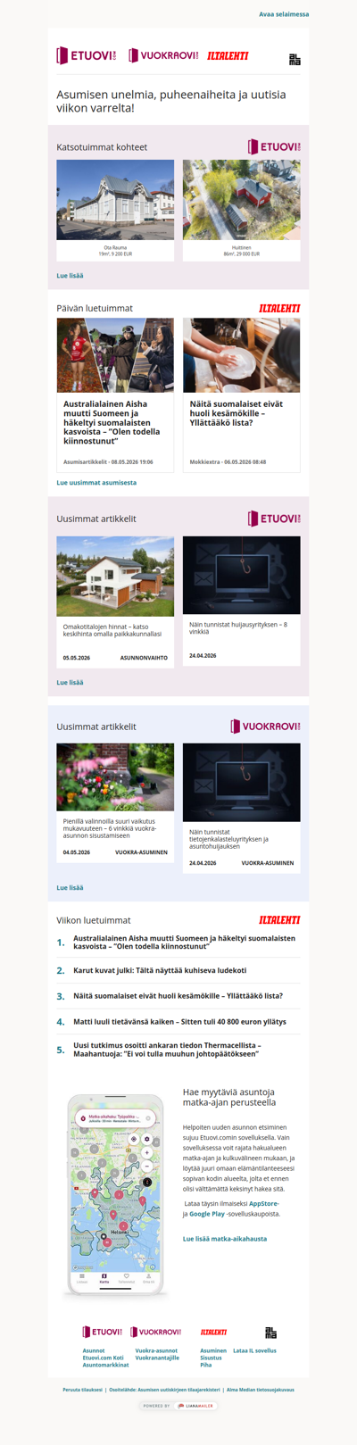 Asumisen unelmat, puheenaiheet ja uutiset tältä viikolta