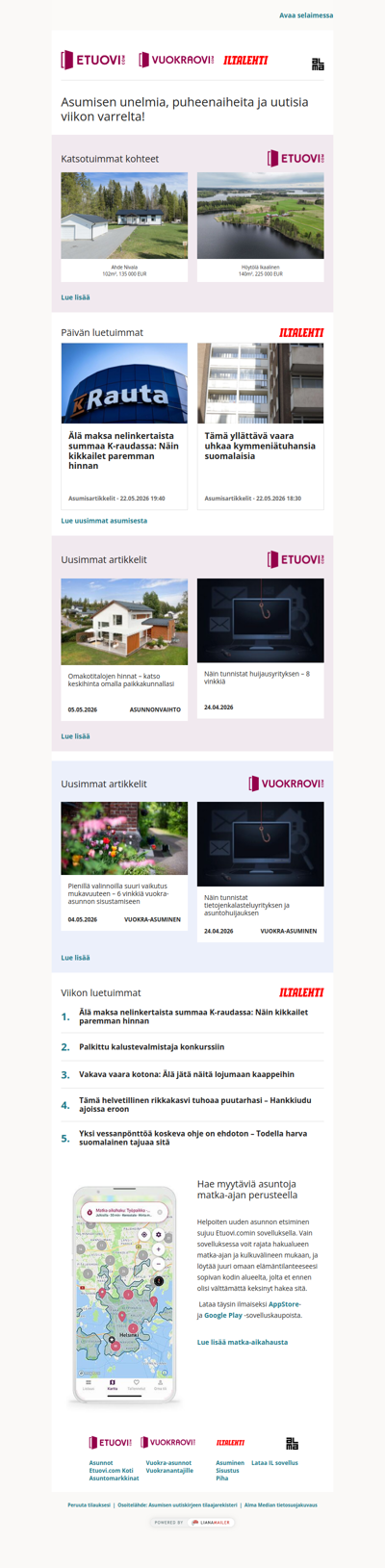 Asumisen unelmat, puheenaiheet ja uutiset tältä viikolta