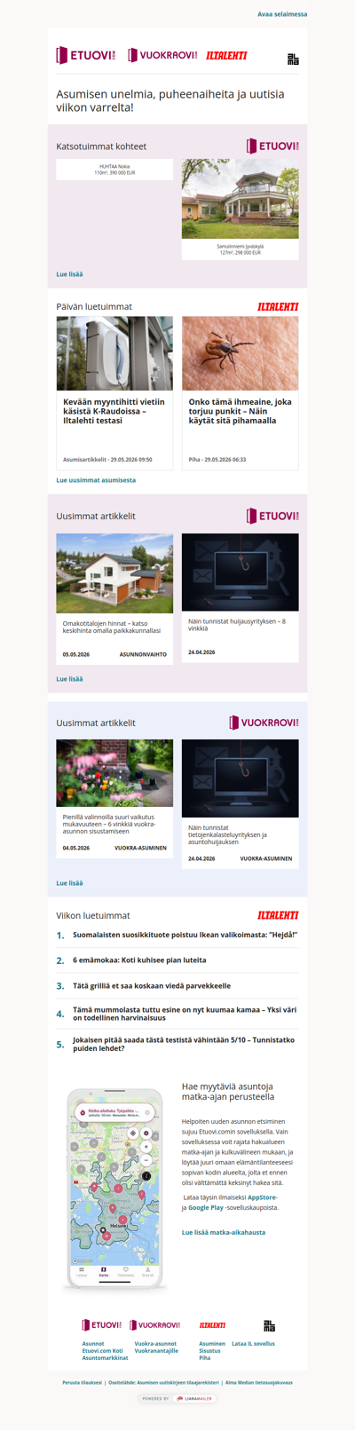 Asumisen unelmat, puheenaiheet ja uutiset tältä viikolta