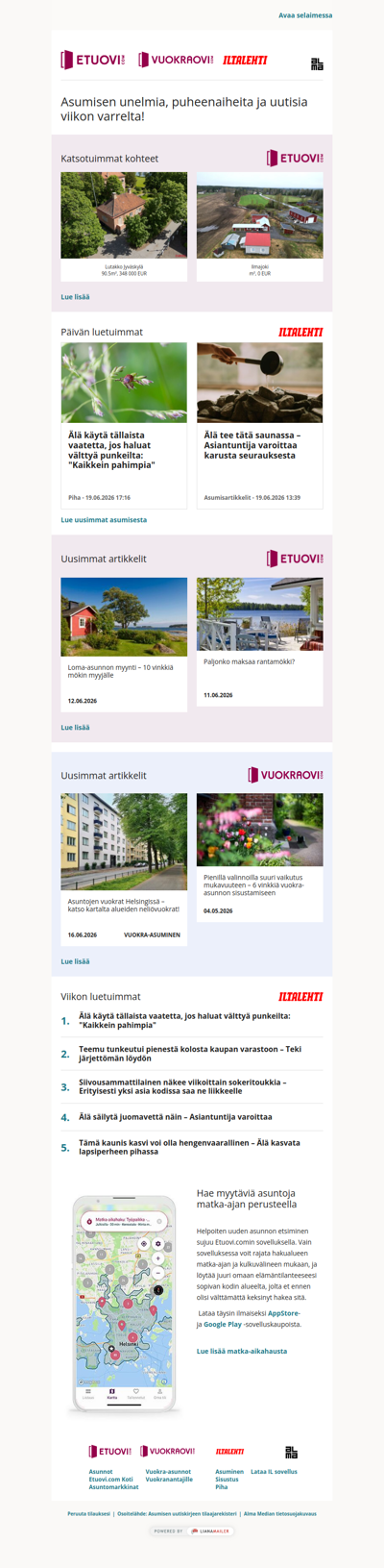 Asumisen unelmat, puheenaiheet ja uutiset tältä viikolta