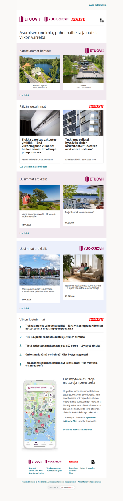 Asumisen unelmat, puheenaiheet ja uutiset tältä viikolta