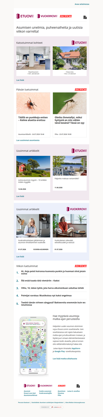 Asumisen unelmat, puheenaiheet ja uutiset tältä viikolta