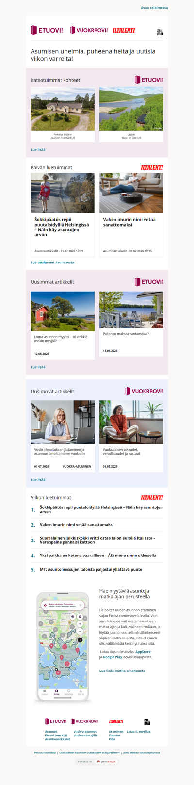 Asumisen unelmat, puheenaiheet ja uutiset tältä viikolta