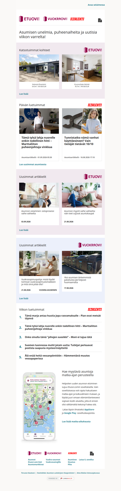 Asumisen unelmat, puheenaiheet ja uutiset tältä viikolta