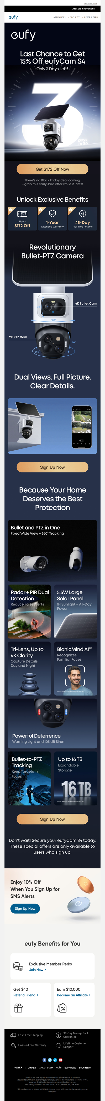 ⏳ Final 72 hours: Save Up to $172 on eufyCam S4