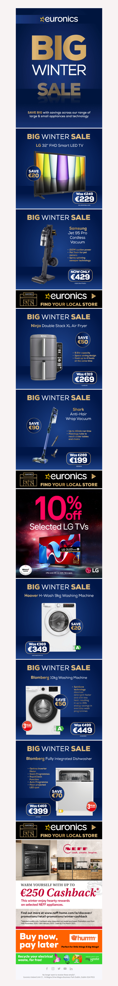 Even more savings in the BIG winter sale at euronics