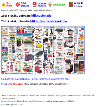 Solární lampa 25 Kè, rozpraovaè oleje 79 Kè, 50 vìtích rychloutìrek Lagrada 59 Kè, zesílené regály 180x90 cm od 449 Kè, stuhy na pomlázku 3m 18 Kè, pytel na pìstování brambor 79 Kè atd.