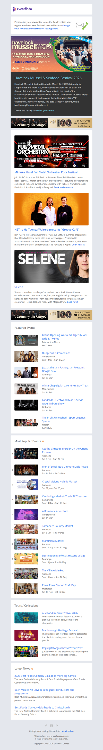 Havelock Mussel & Seafood Festival, Full Metal Orchestra, NZTrio's Groove Cafe and more!