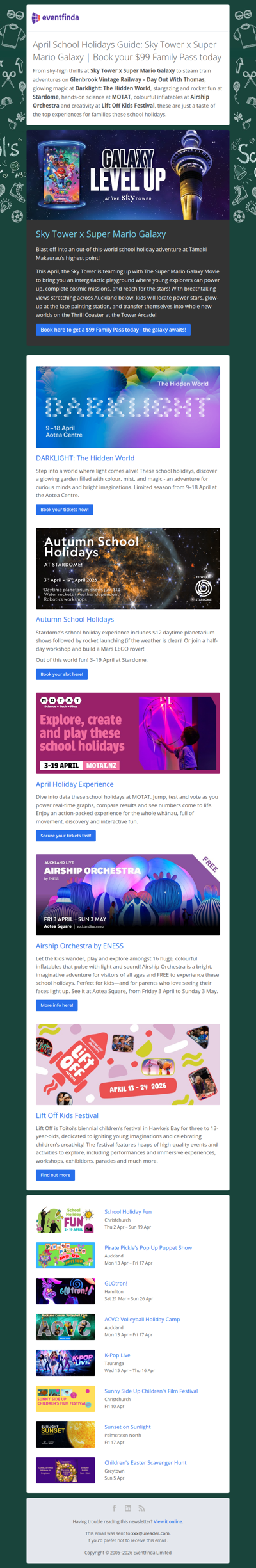 April School Holidays Guide: Sky Tower x Super Mario Galaxy | Book your $99 Family Pass today