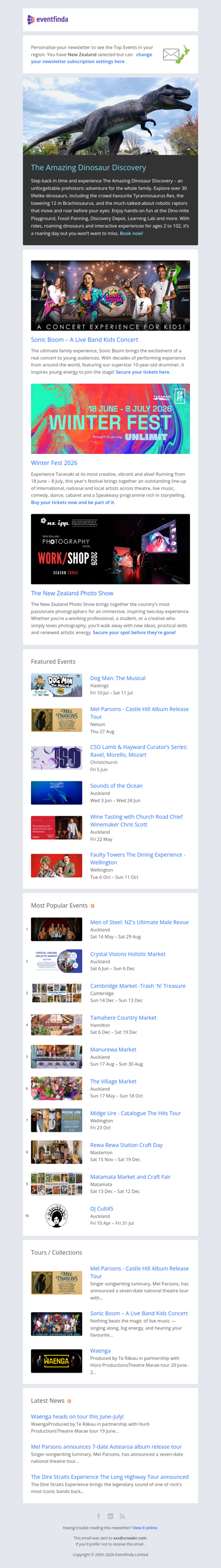 The Amazing Dinosaur Discovery, Sonic Boom, Winter Fest and more!