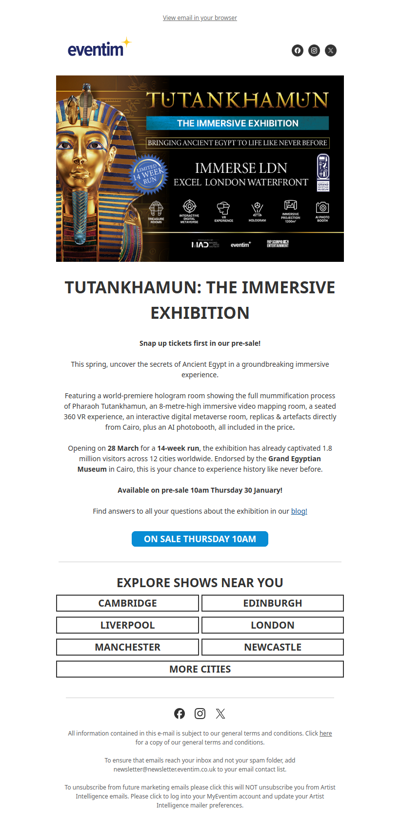 Pre-Sale Tickets for Tutankhamun The Immersive Exhibition in London