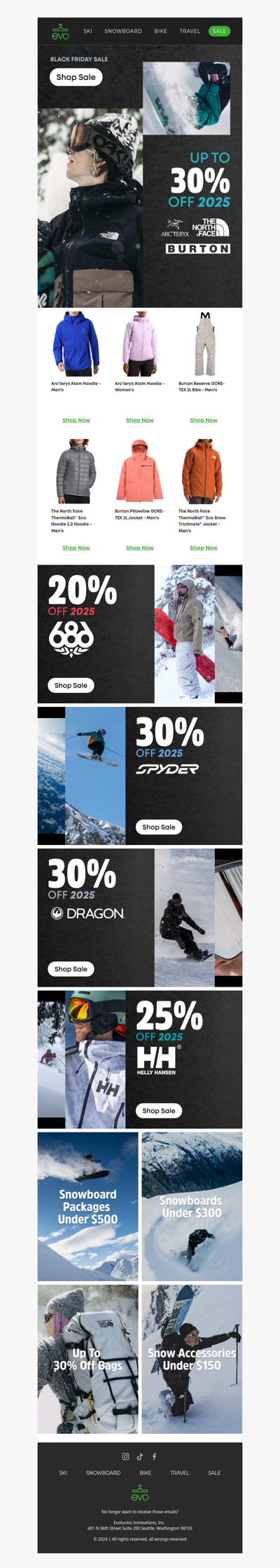 Up to 30% Off Arc’teryx, Burton & The North Face