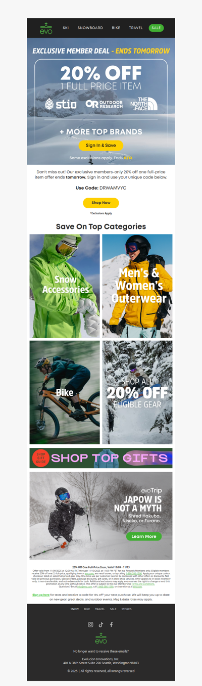 Ends Tomorrow: Members-Only 20% Off One Full-Price Item