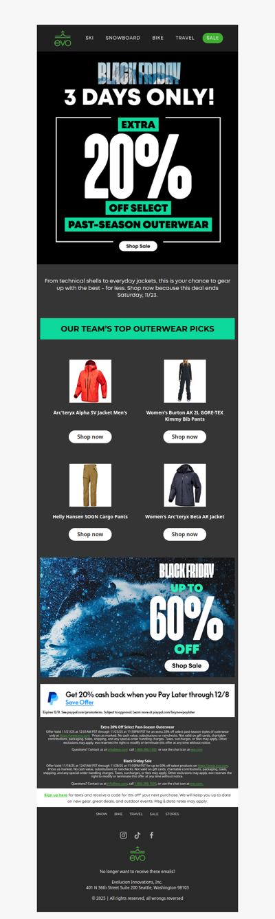 72 Hours Only⏰: Extra 20% Off Select Past-Season Outerwear