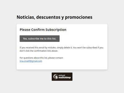 Noticias, descuentos y promociones: Please Confirm Subscription