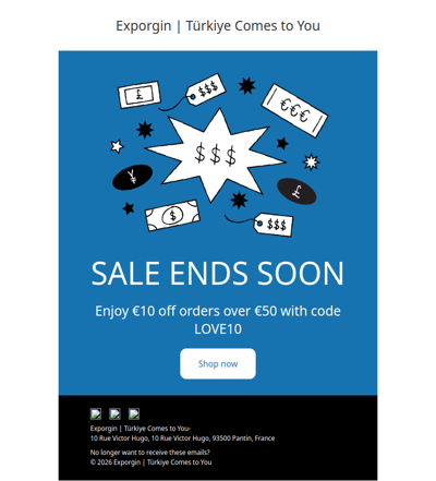 A quick reminder: €10 off orders over €50 💝