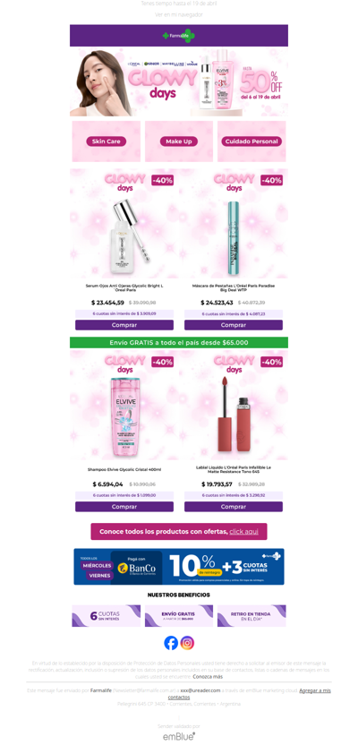 💝 Glowy Days, conseguí hasta 50% OFF en L´Óreal, Maybelline, Garnier y Vogue 👉