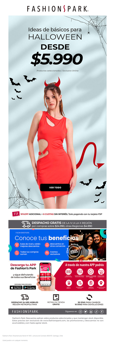 ¿, tienes tu outfit para Halloween? En fashionpark.com tus prendas favoritas desde $5.990.