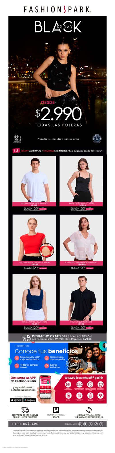 ¡Comenzó Black Friday en fashionspark.com! TODO Poleras desde $2.990😱