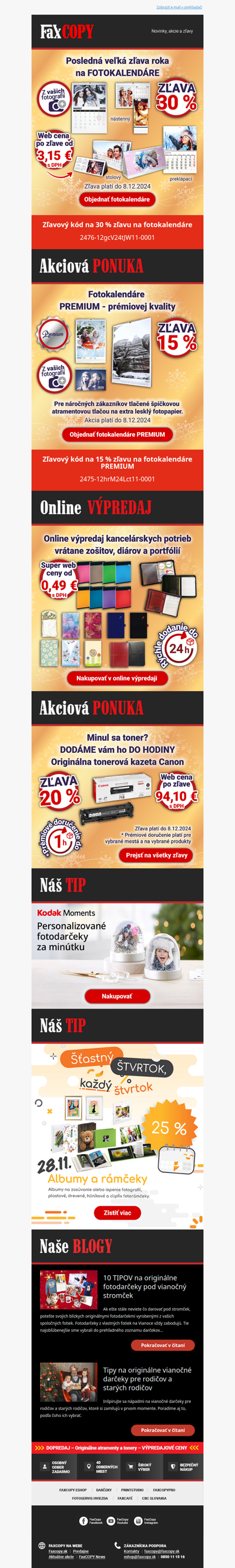 🎁 ZĽAVA až do 30 % na fotokalendáre + 📢 Online výpredaj zošitov, diárov a portfólií