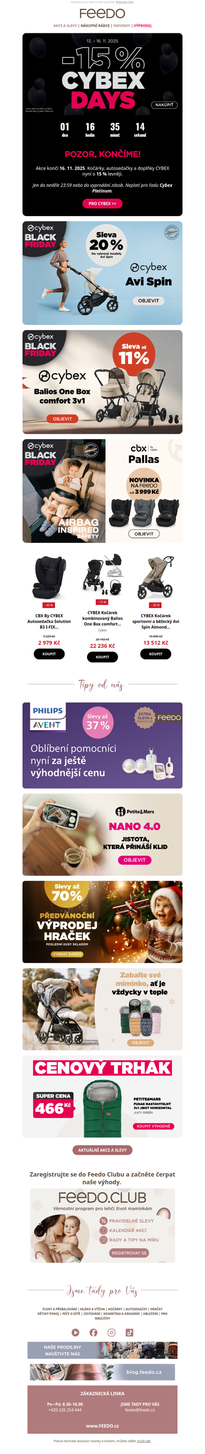 Pozor, končíme: Cybex Days −15 % na Feedo