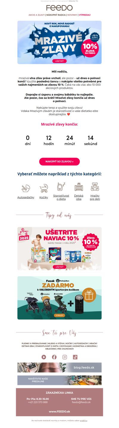 Mrazivé zľavy 10 % končia dnes! ❄️ Nepremeškajte ich!