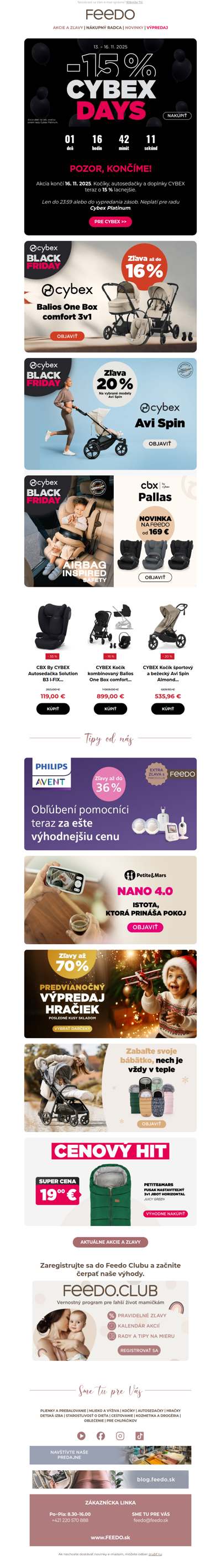 Pozor, končíme: Cybex Days −15 % na Feedo