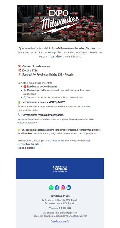 Te invitamos a la Expo Milwaukee en Ferretera San Luis 🔧⚡