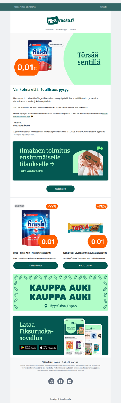 Finish konetiskitabletit 0,01€ 🔥