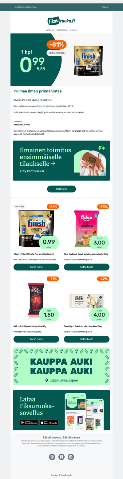 Finish konetiskitabletit nyt -81% ✨