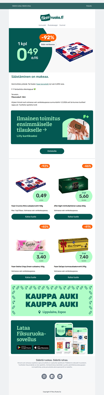 🍫 Fazer Crunchy Minis -92% 💚