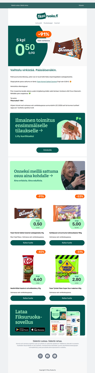 🍫 Fazer Kismet -91% 😍 5 kpl vain 0,50€