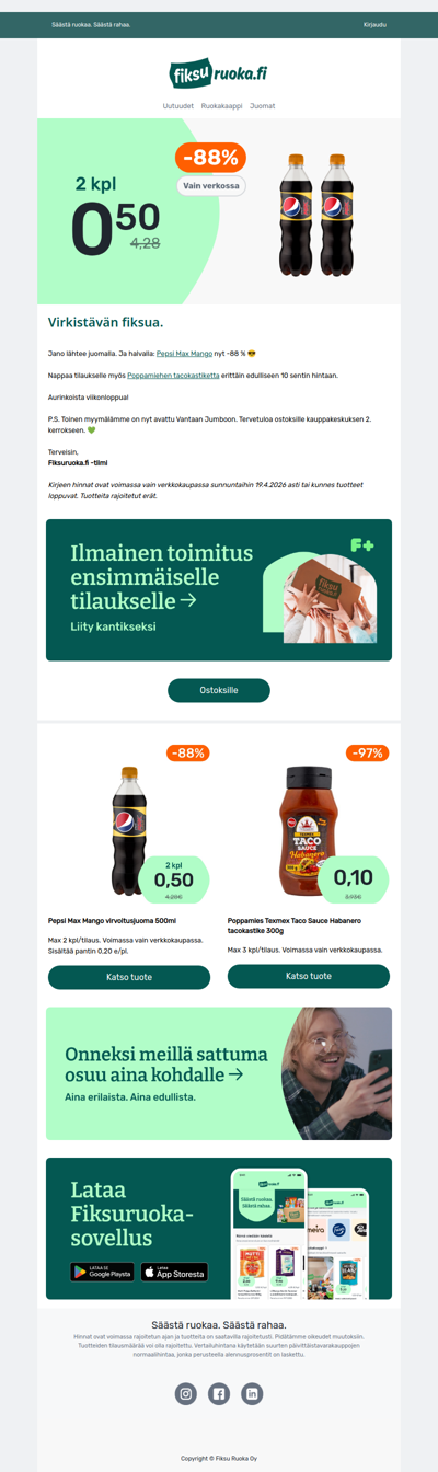 Pepsi Max Mango -88% 😎 Poppamies -97% 🔥