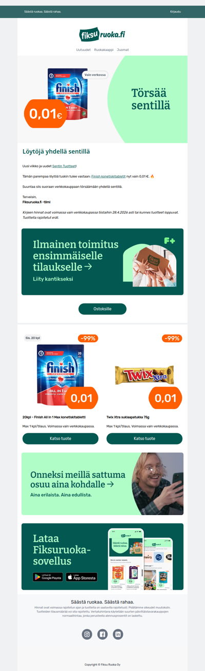 Finish konetiskitabletit 0,01 € 🔥 Vain tiistaihin asti!