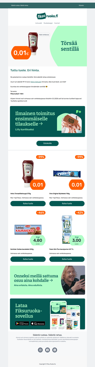 Heinz ketsuppi 0,01€ 🔥 Sentillä keksejä!