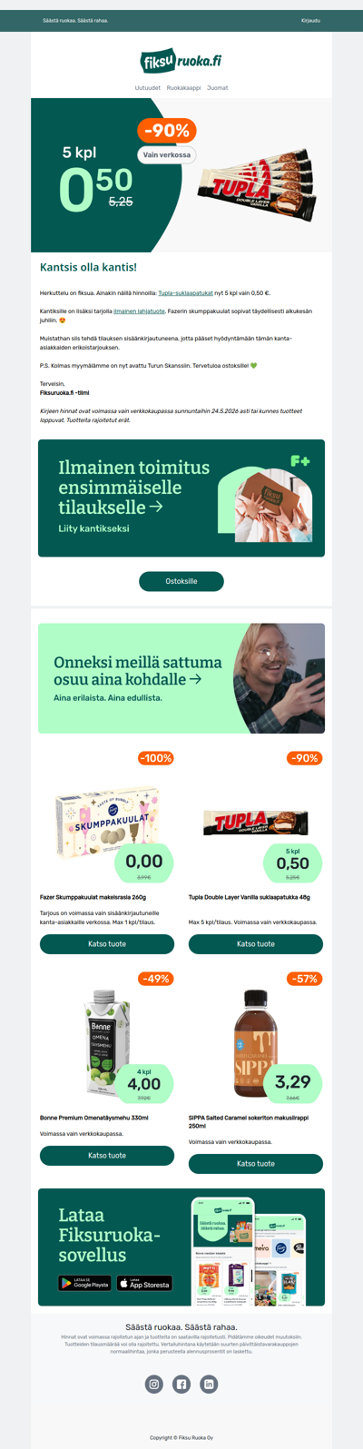 Tupla patukat -90% 🍫 5kpl vain 0,50€