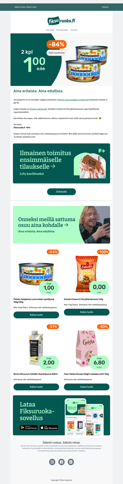 Pielisen luonnonkala nyt -84% 💚 Estrella pähkinät 0€