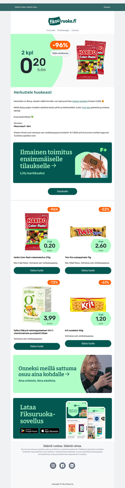 Haribo karkit -96% 😍 Twix -52%