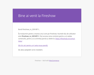Contul tău Fireshow a fost creat!