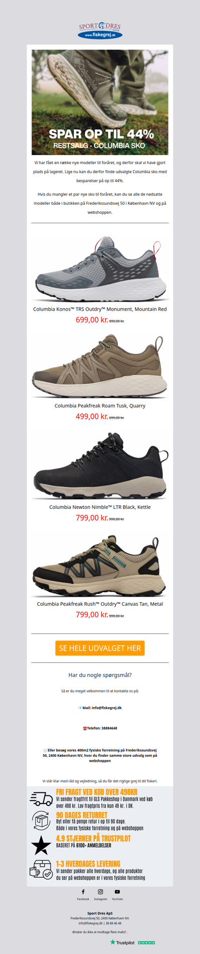 Columbia sko restsalg!