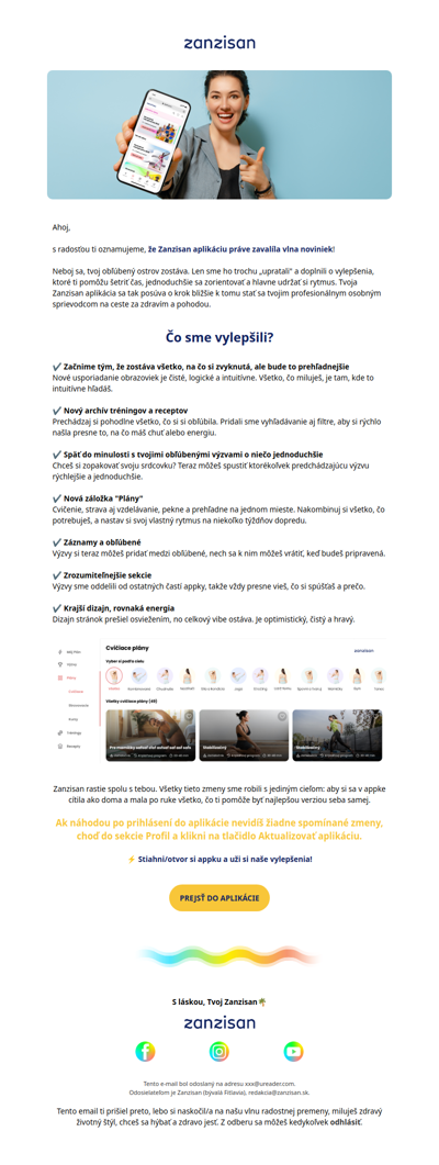 NOVINKY: Viac prehľadnosti, viac radosti v našej Zanzisan appke 🧘‍♀️